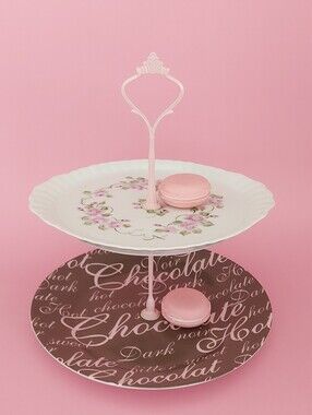 Boutique Handcrafted 2-Tier Ceramic Dessert Stand Cottagecore Jewelry Display